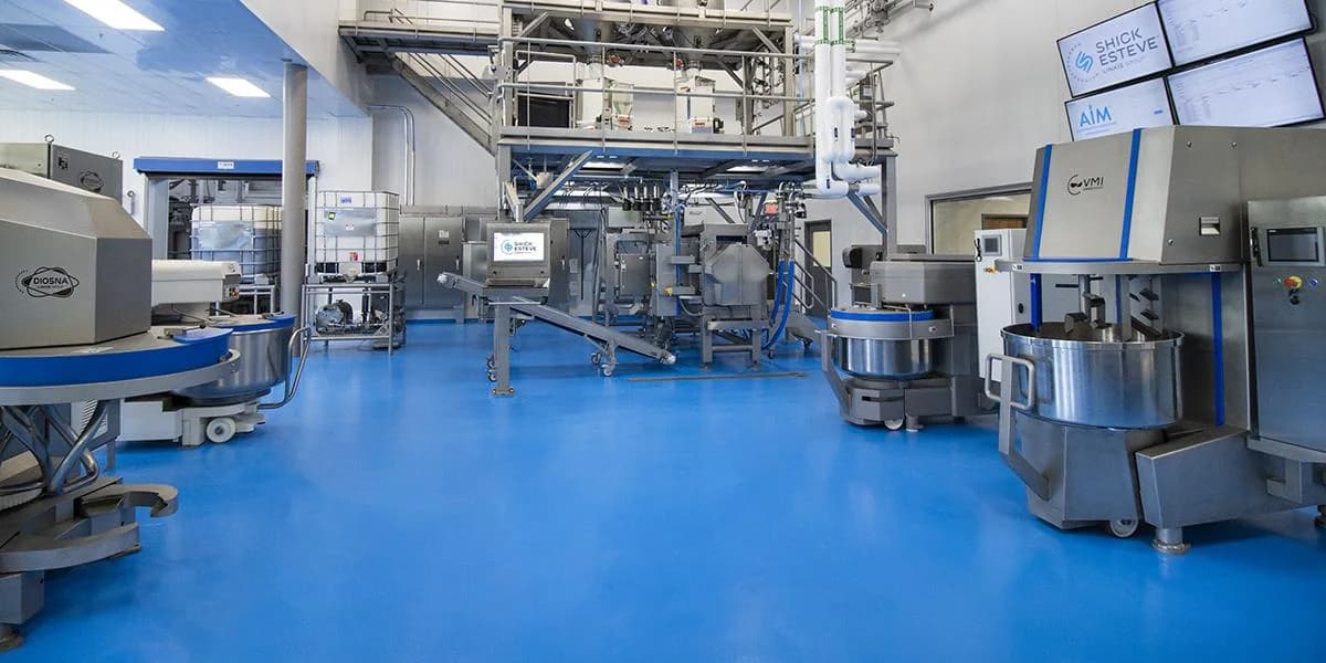 Seamless industrial epoxy flooring in a production environment